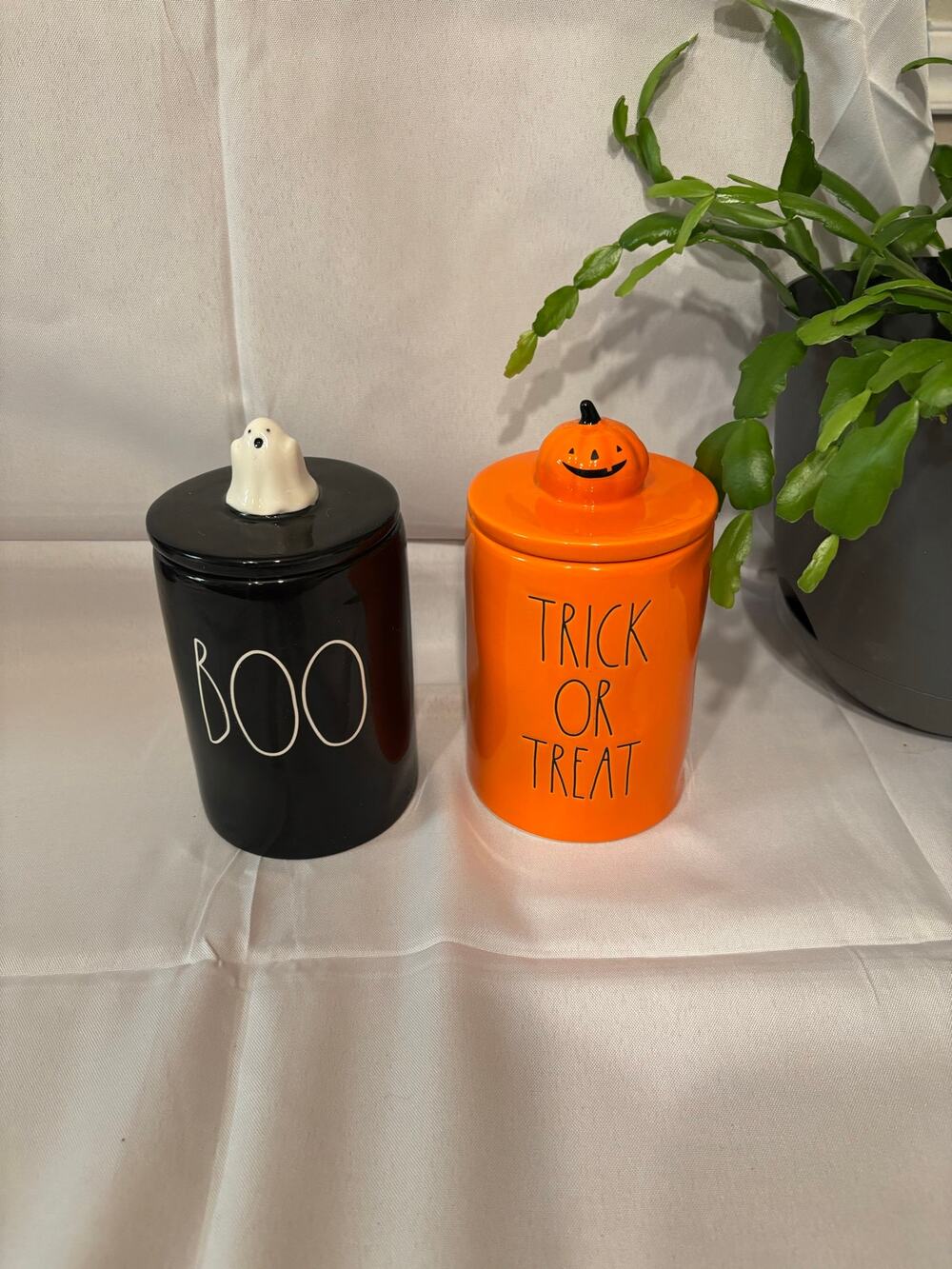 NEW! Rae Dunn Halloween Trick or Treat & Boo Ghost Candles, set of 2